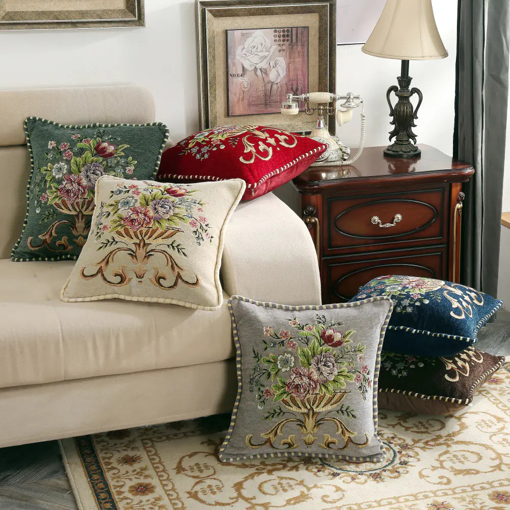 Light Luxury Curled Chenille Flower Pillow for Home