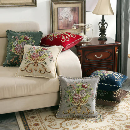 Light Luxury Curled Chenille Flower Pillow for Home