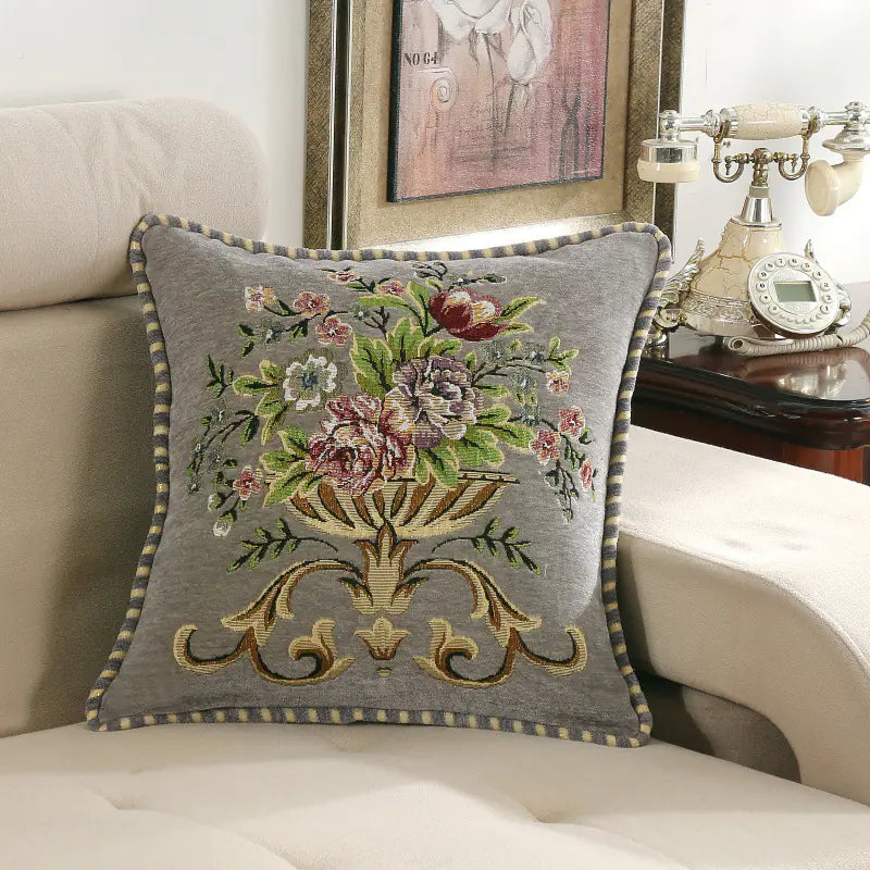 Light Luxury Curled Chenille Flower Pillow for Home