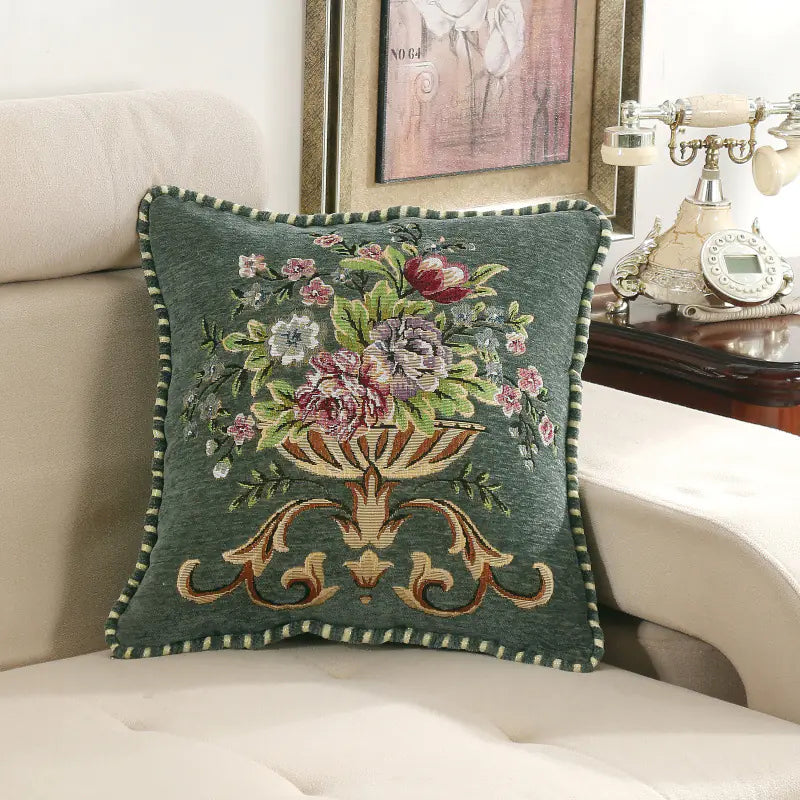 Light Luxury Curled Chenille Flower Pillow for Home