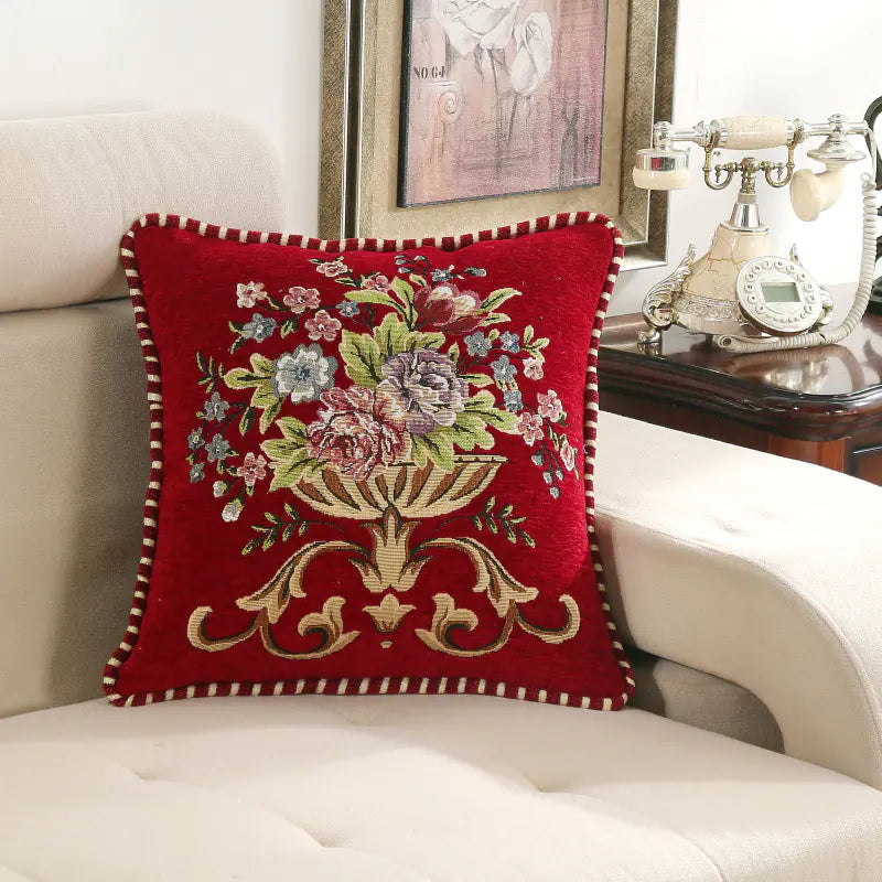 Light Luxury Curled Chenille Flower Pillow for Home