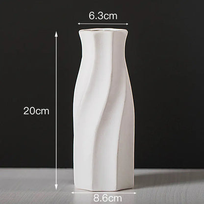Modern Minimalist White Ceramic Flower Vase for Decor