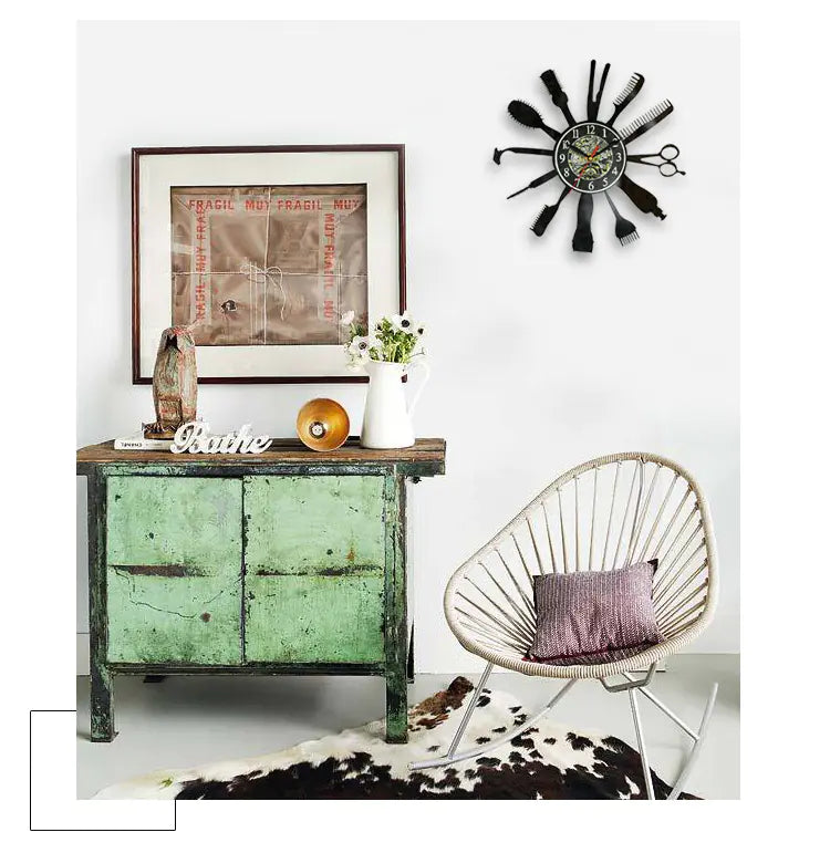 Stylish Vinyl Timepiece for Salon