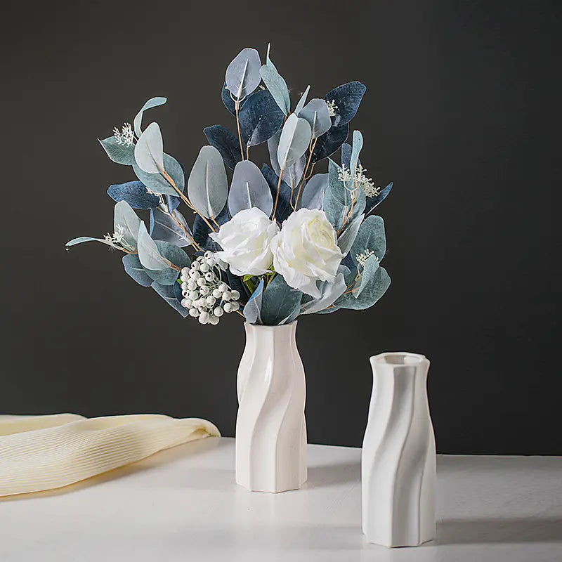 Modern Minimalist White Ceramic Flower Vase for Decor