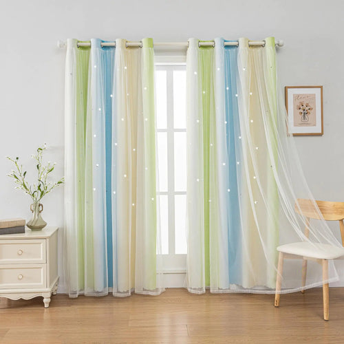 FANLI Kids' Starry Ombre Blackout Curtains 52x63