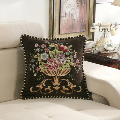 Light Luxury Curled Chenille Flower Pillow for Home